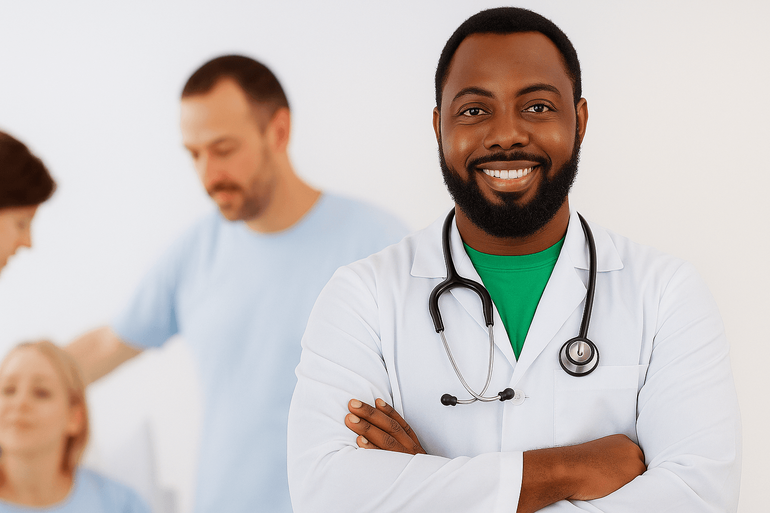Female doctor smiling in a medical setting